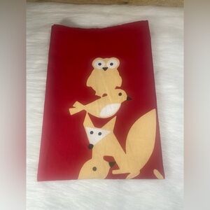 Crate & Barrel Red Christmas Critters Large Cotton Kitchen Dish Tea Towel Winter